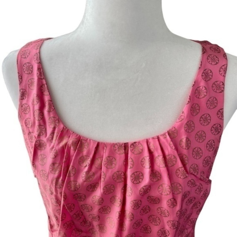 Vineyard Vines 100% silk pink tank top gold sand dollar print blouse Size 4